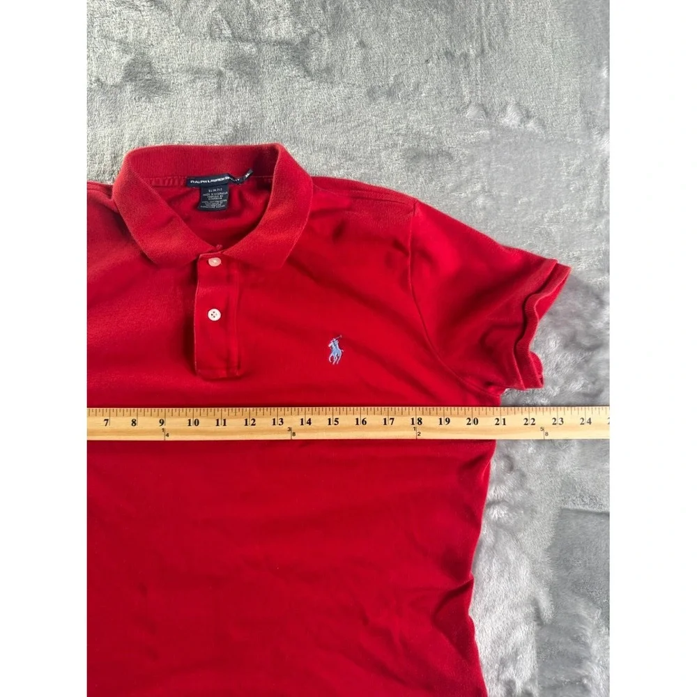 Ralph Lauren Sport Slim Fit Women's Polo XL Red Two-button Placket Shirt Cotton